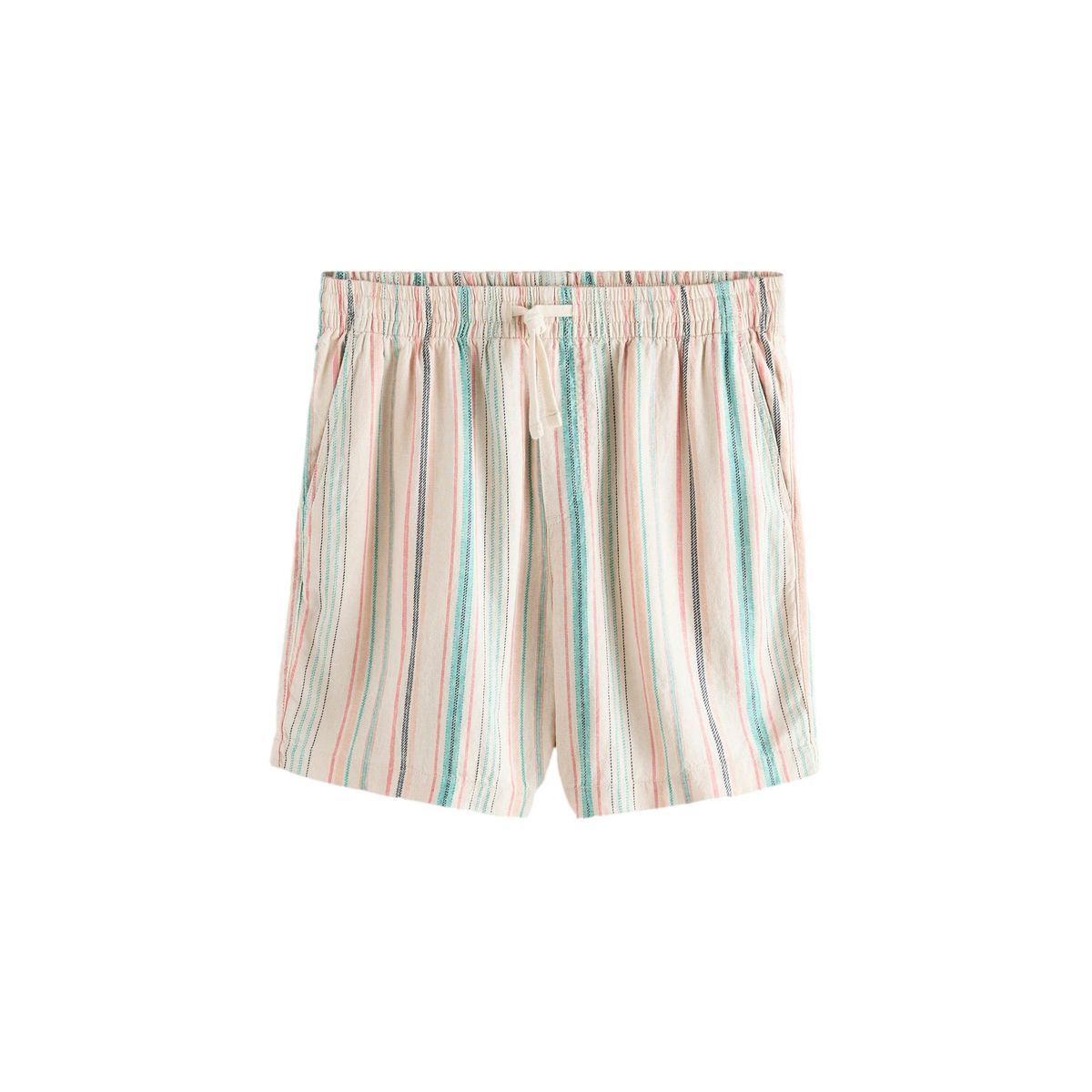 Short en lin mélangé avec taille élastique rayures multicolores, NEXT