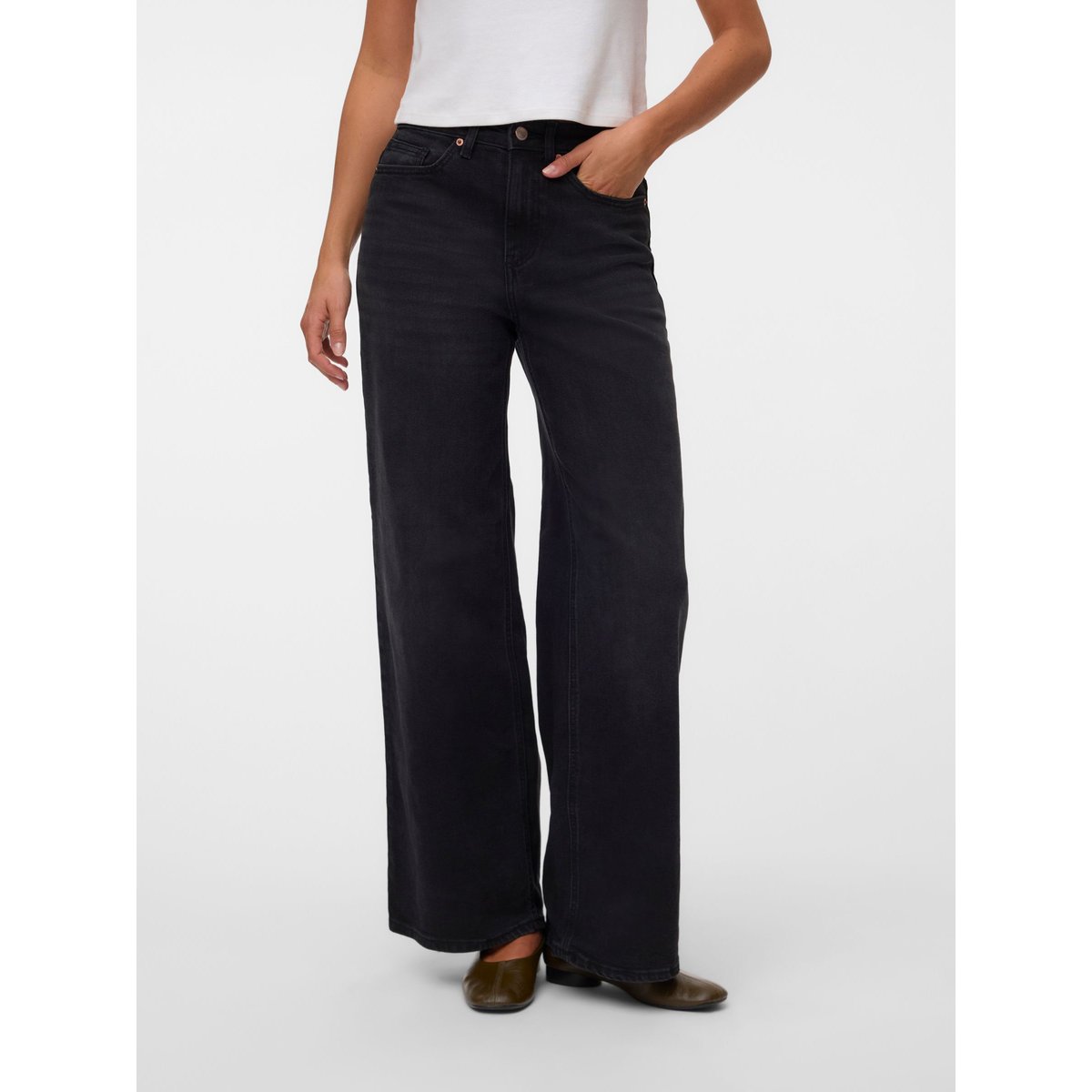 Jean À Coupe Large black denim, VERO MODA