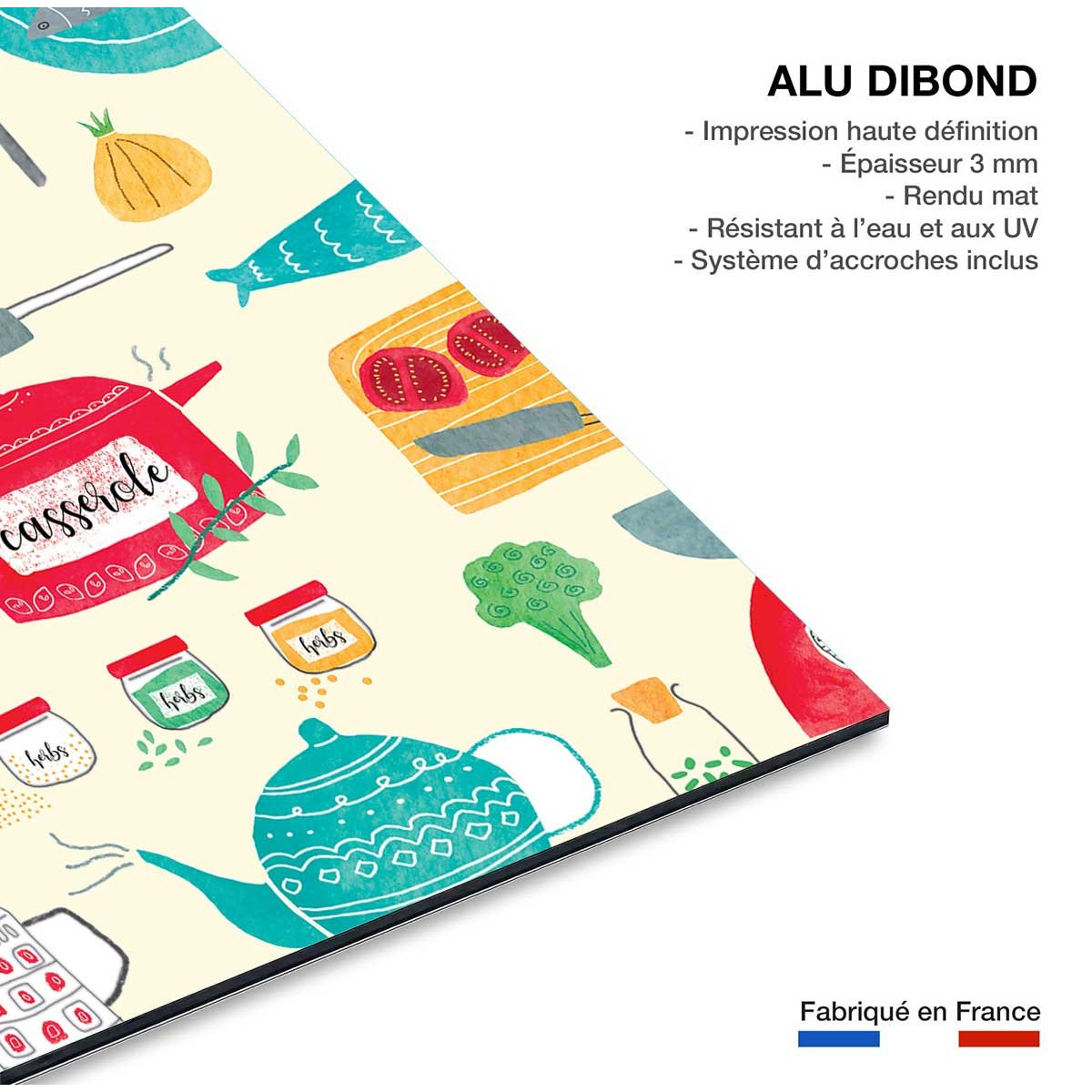 Tableau cuisine ""set de vaisselle"" tableau alu dibond, HEXOA