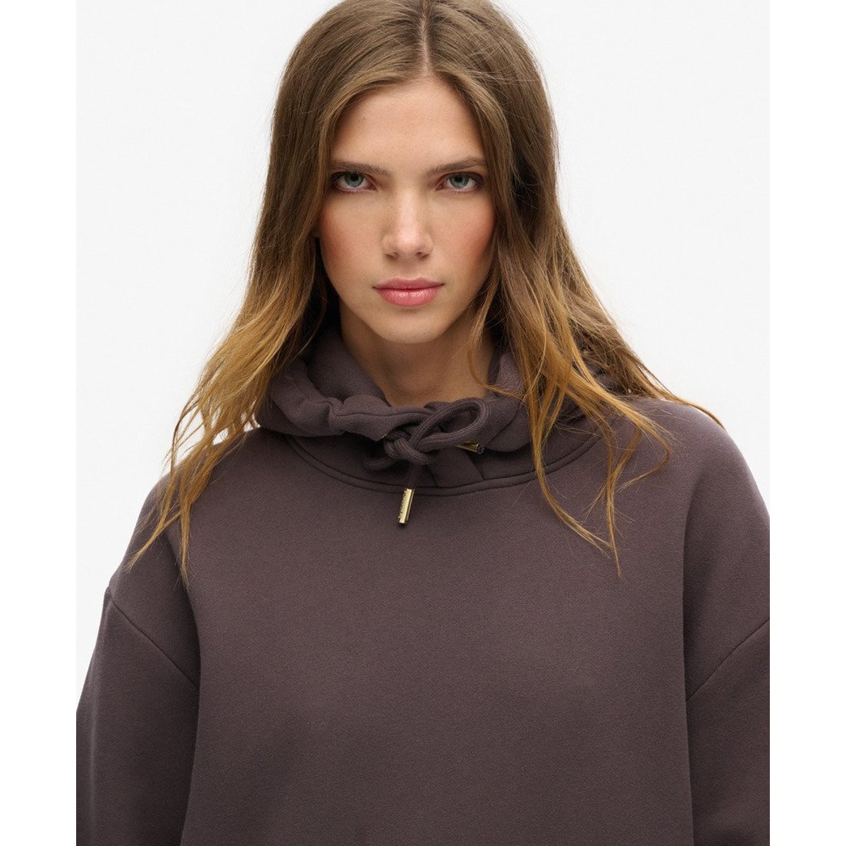Robe à capuche et strass effet tatouage noir carbone, SUPERDRY