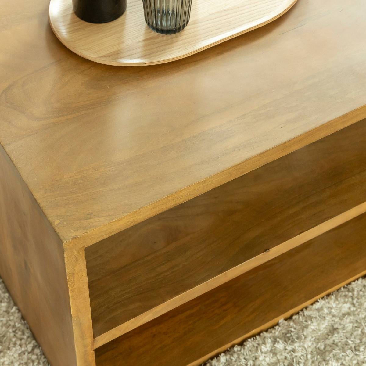 Table basse en bois de manguier ALWEN bois clair, MADE IN MEUBLES