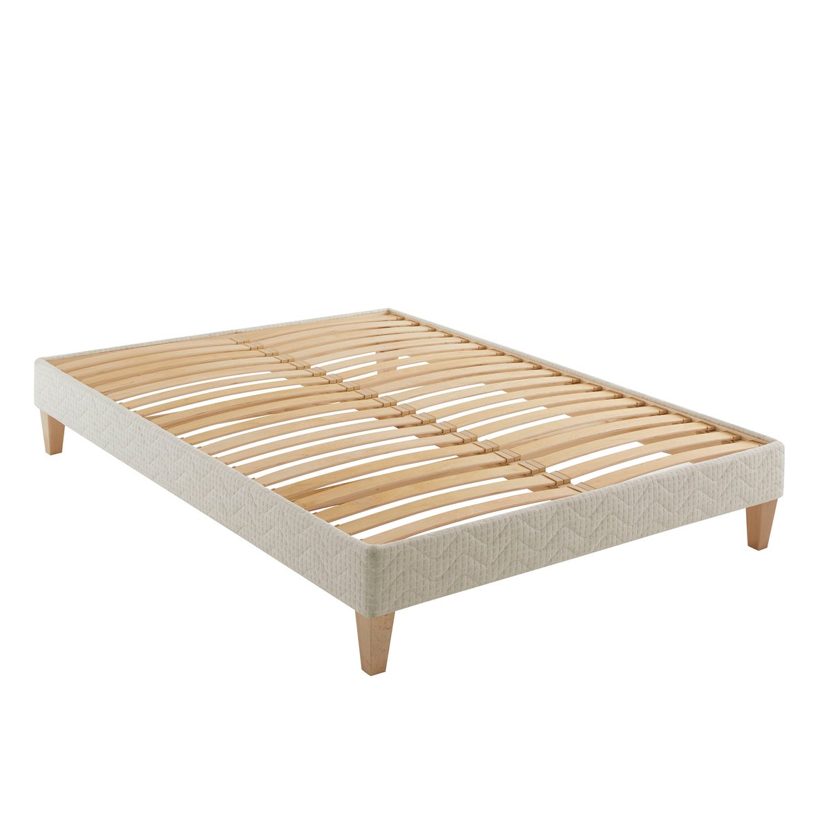 Ensemble matelas mousse recyclée, sommier et pieds Aube 400 ecru, SOMEO