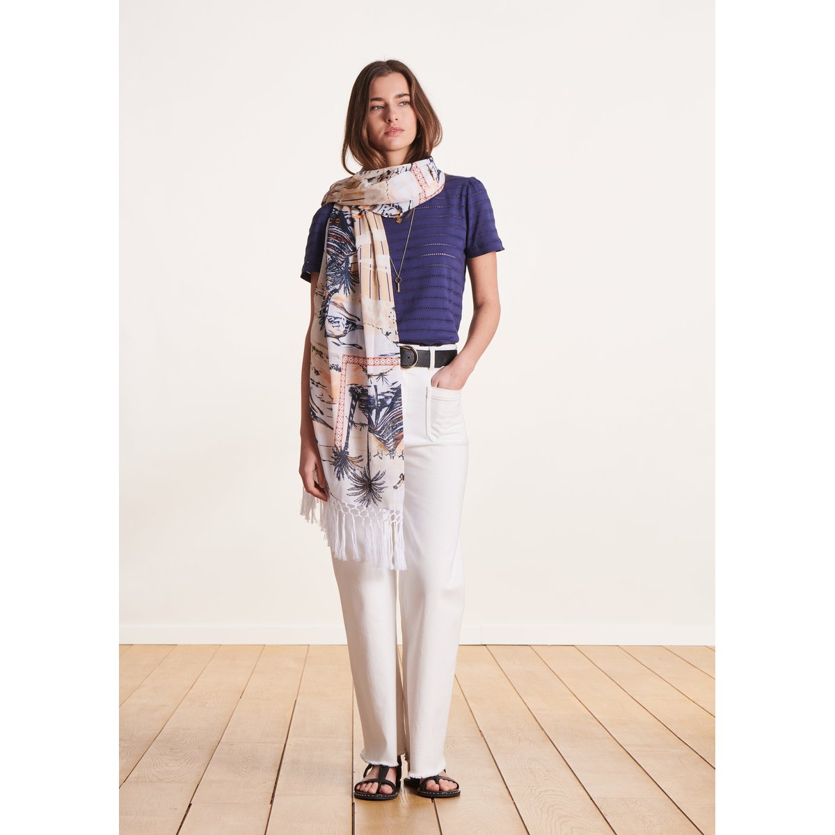 Foulard imprimé en coton sahara, LA FEE MARABOUTEE