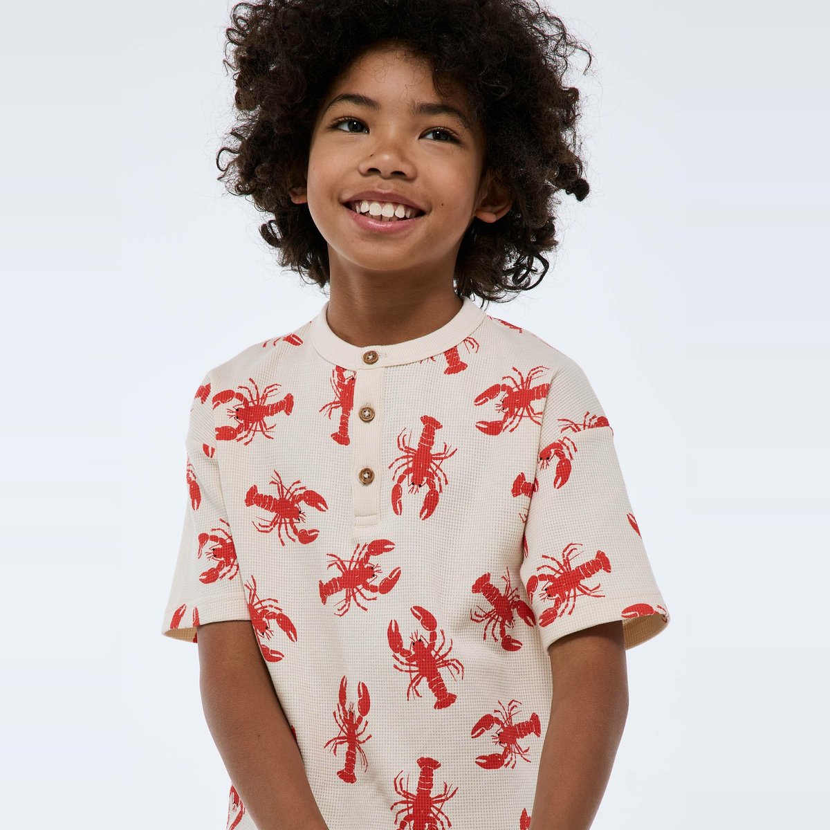 T-shirt manches courtes en nid d'abeille imprimé en coton BIO GOTS winter white, MONOPRIX