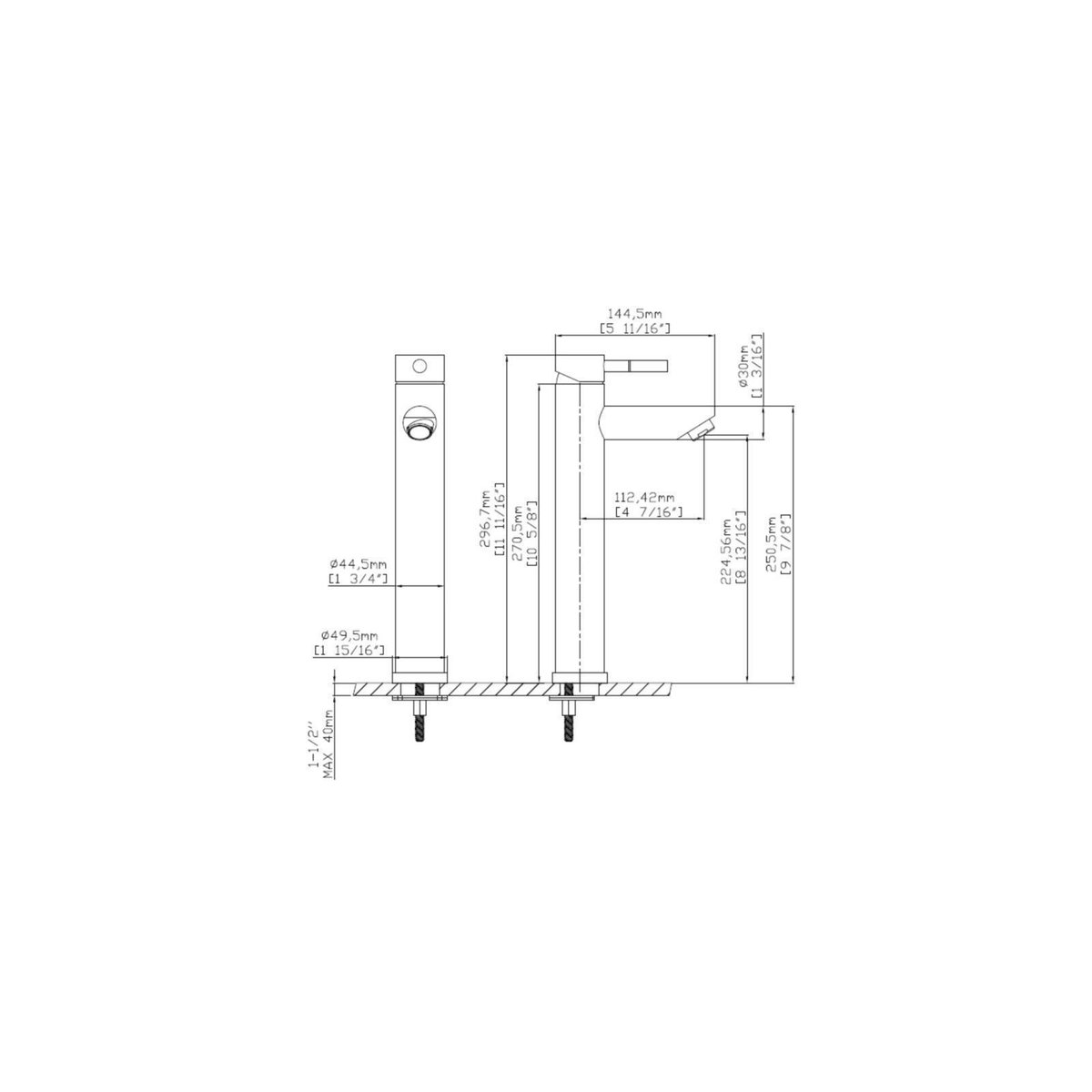 Robinet salle de bain mitigeur bec haut GRIFO chromé, MOB IN