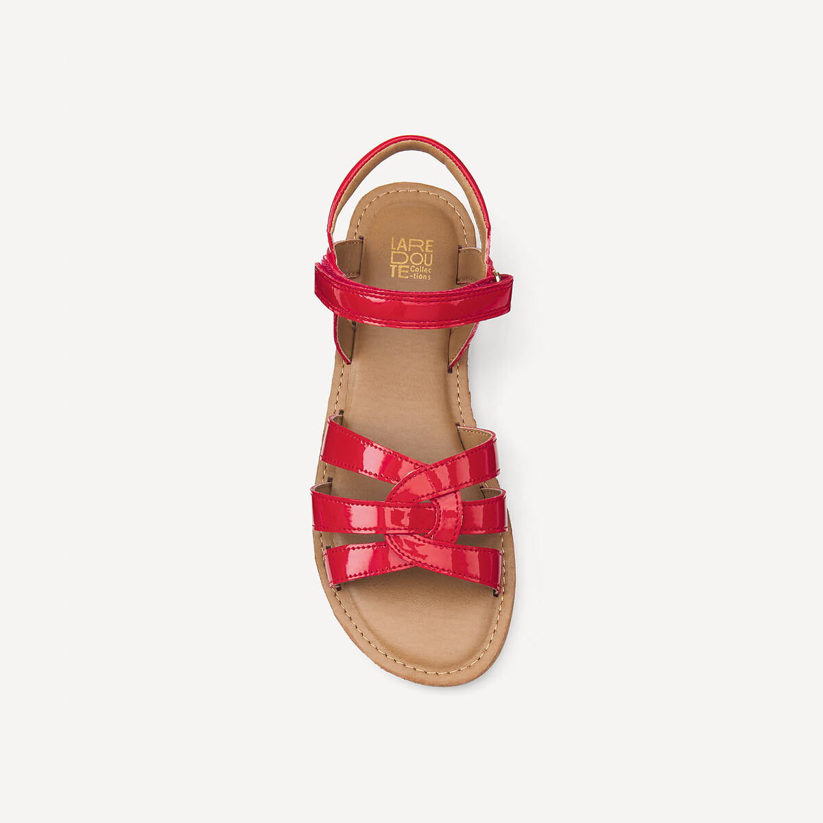 Sandales à brides croisées à scratchs rouge, LA REDOUTE COLLECTIONS