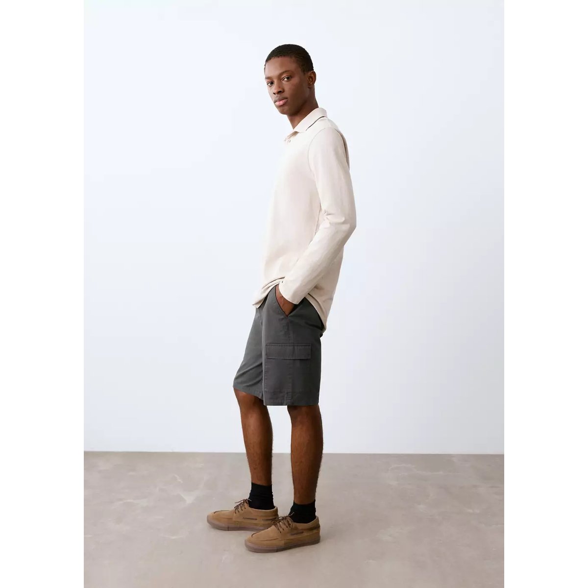 Bermuda coton cargo gris anthracite, MANGO TEEN