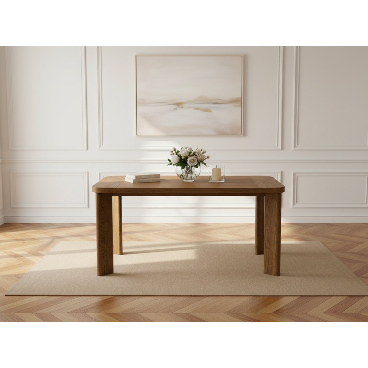 Table à manger extensible 150 à 210 cm LUMINY placage chêne massif marron foncé, BOBOCHIC