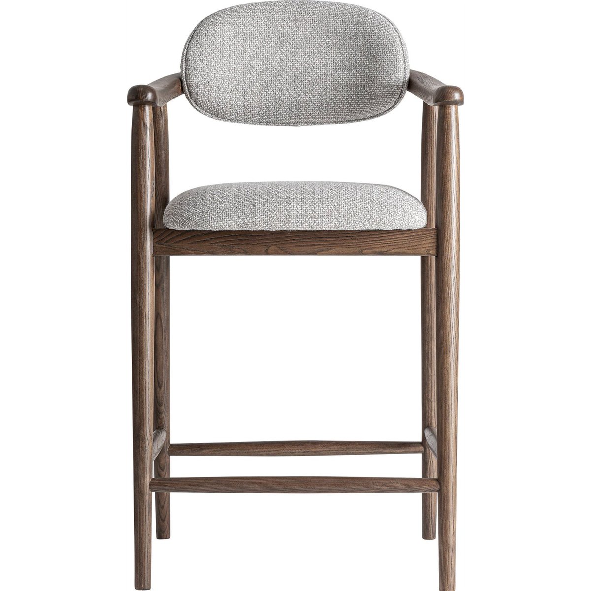 Tabouret haut en bois de frêne gris et bois brun, RECOLLECTION