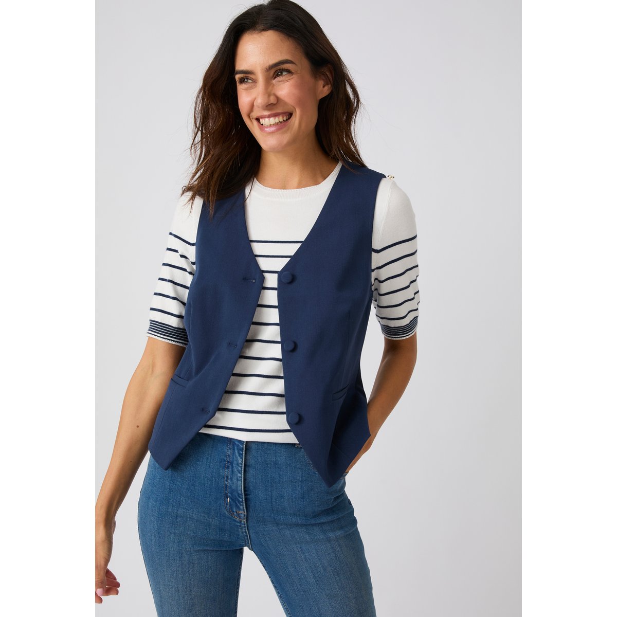 Gilet de costume sans manches bleu marine, DAMART