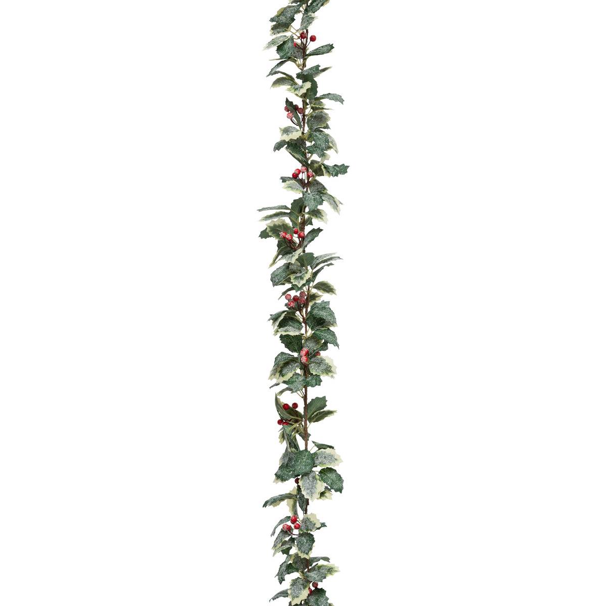 Guirlande houx 1,80m plastique vert, ATMOSPHERA