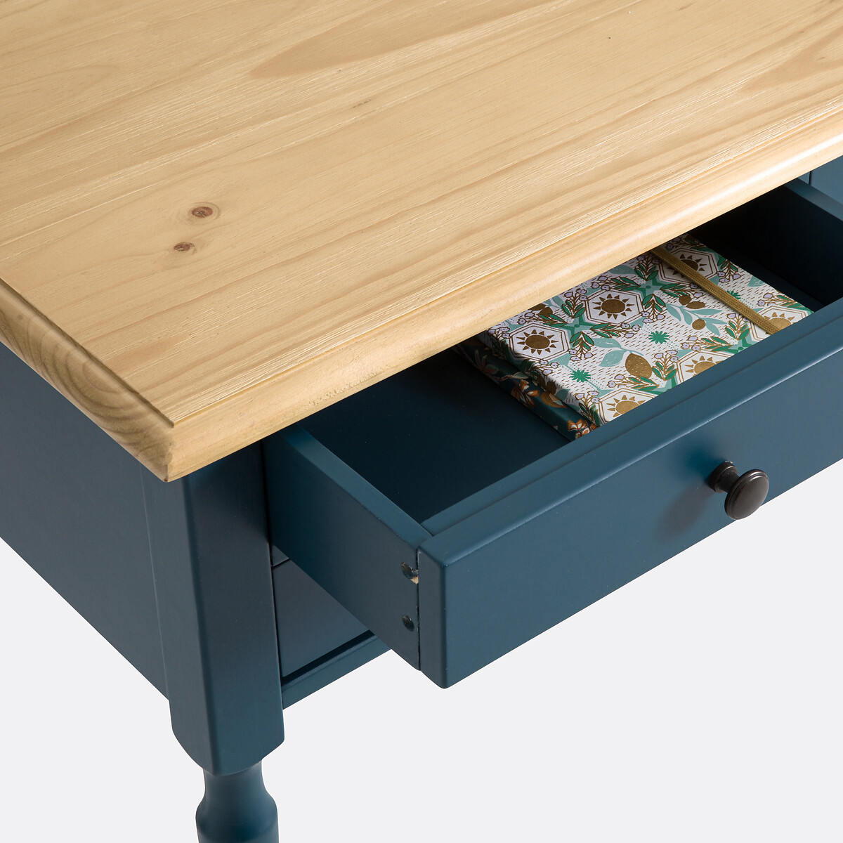 Desk in Solid Pine and MDF blue/wood, LA REDOUTE INTERIEURS