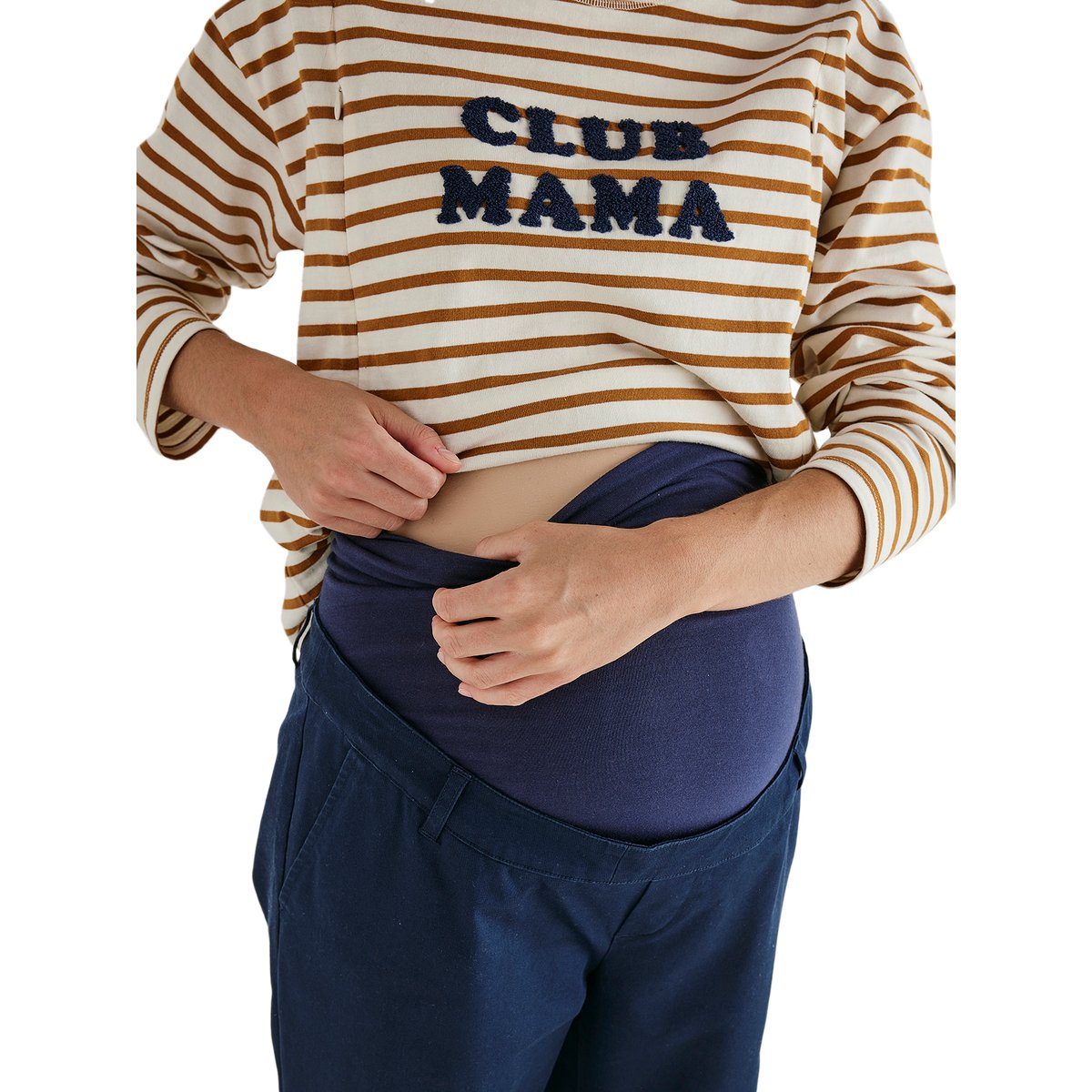 Pantalon chino de grossesse marine, VERTBAUDET