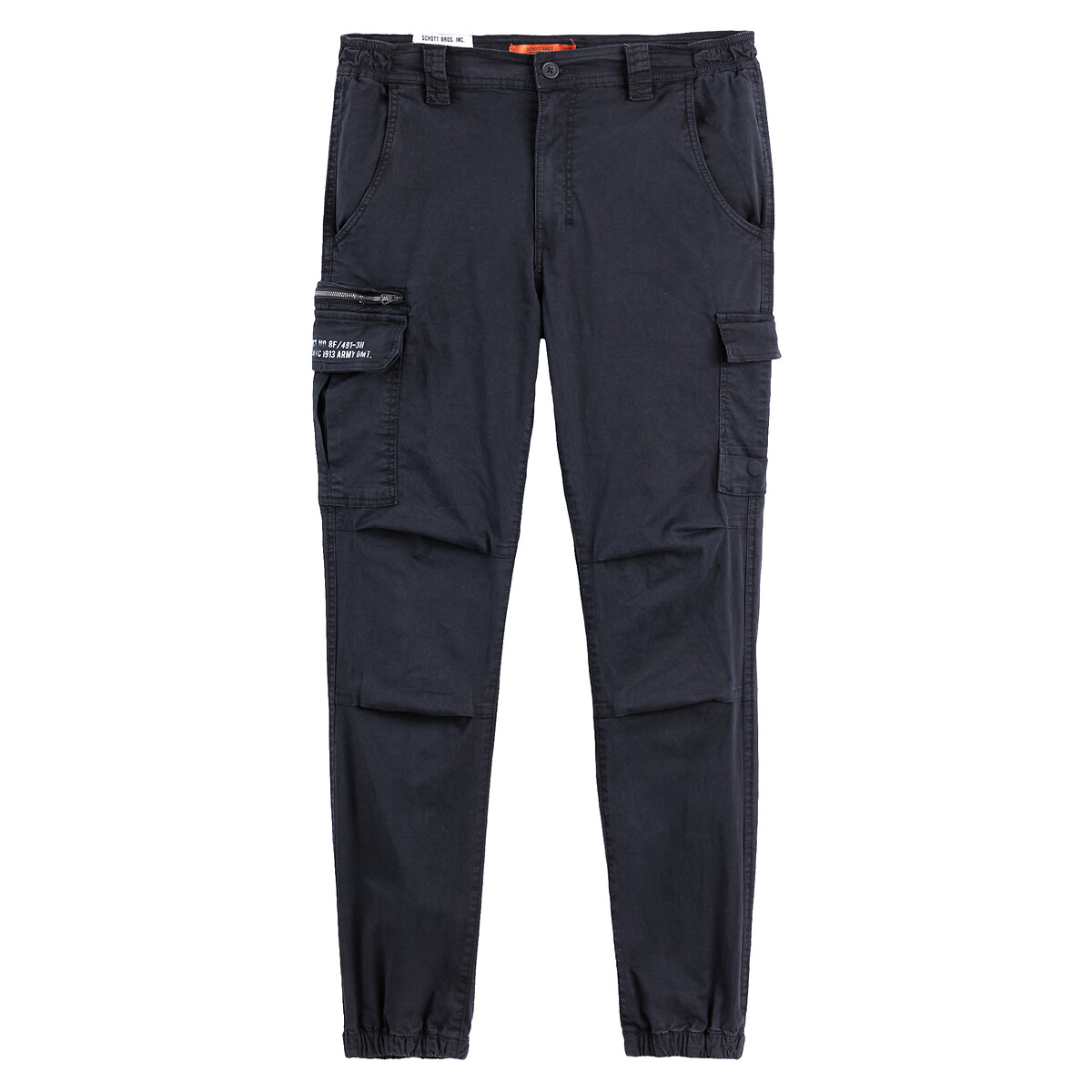 Pantalon cargo avec ceinture et bas élastiqués noir, SCHOTT