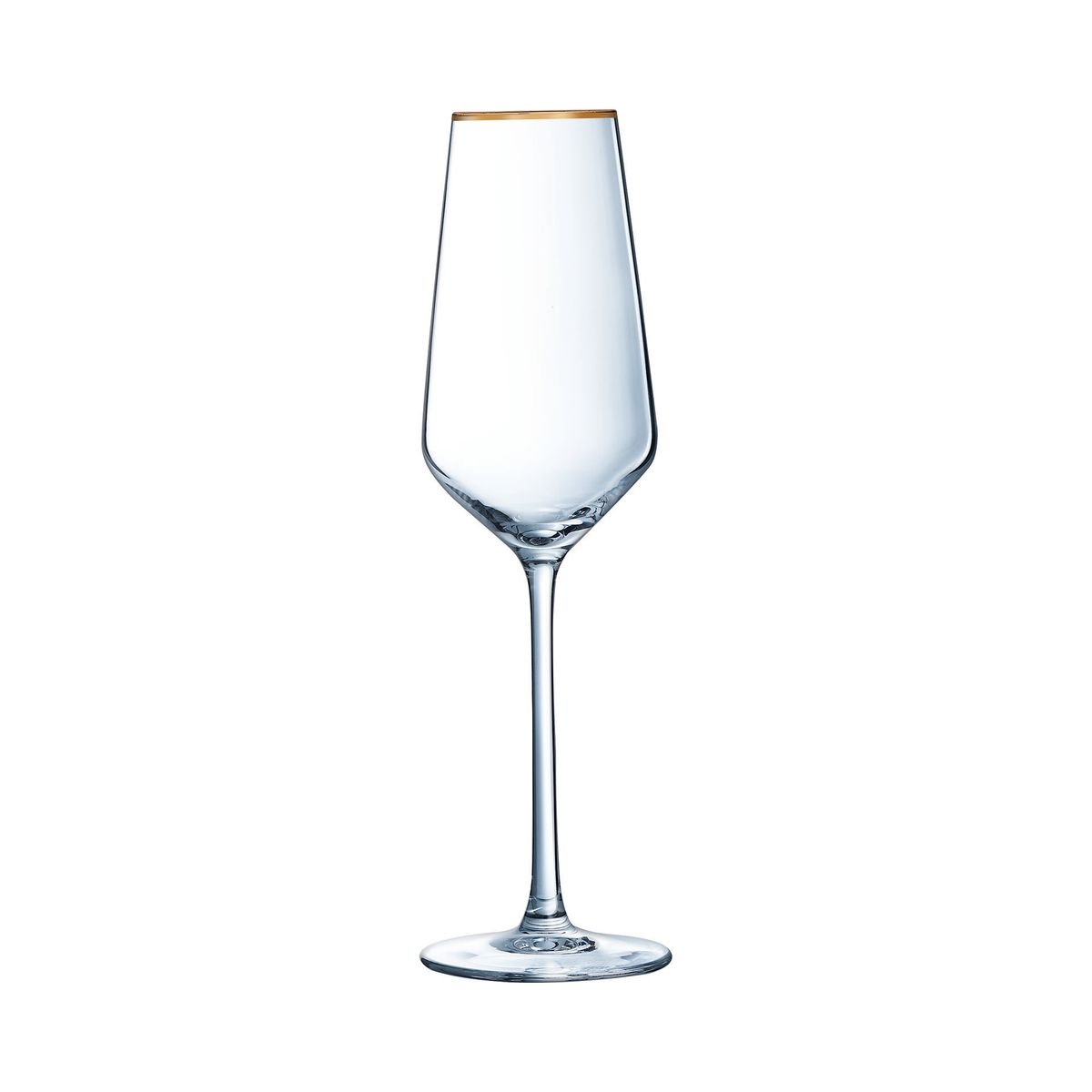 4 flûtes à champagne 23cl -ULTIME BORD OR transparent, CRISTAL D ARQUES