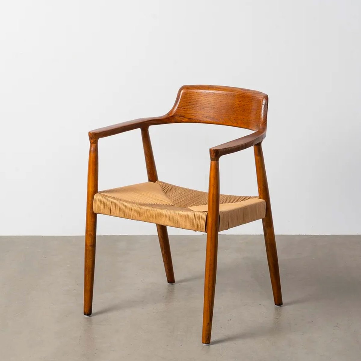 Fauteuil design en bois d'hévéa et assise cordage 57x57x78cm bois, WADIGA
