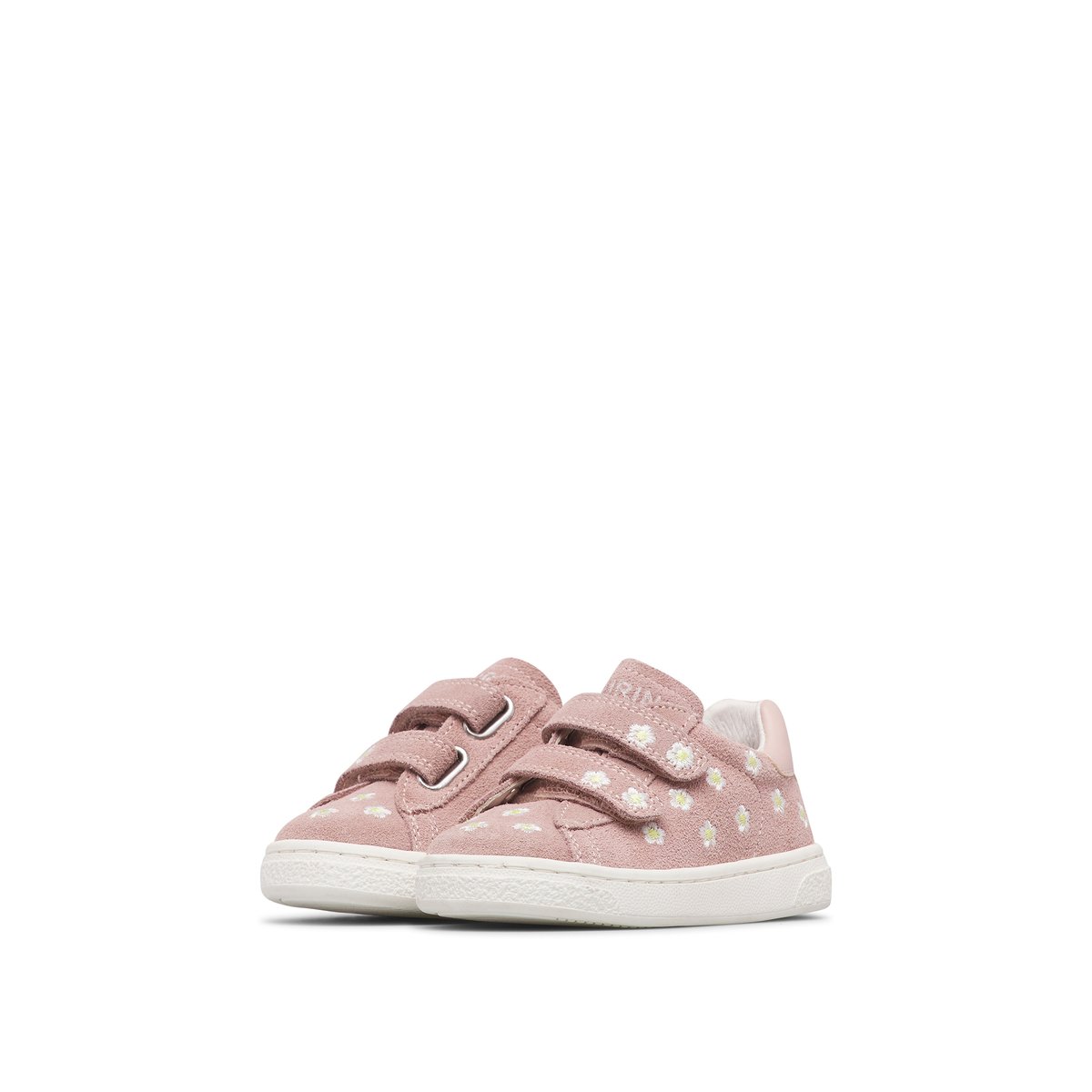 Sneakers en cuir et en daim avec des marguerites HASSELT 2 EMBR.DAISIES VL. rose-rose poudré, NATURINO