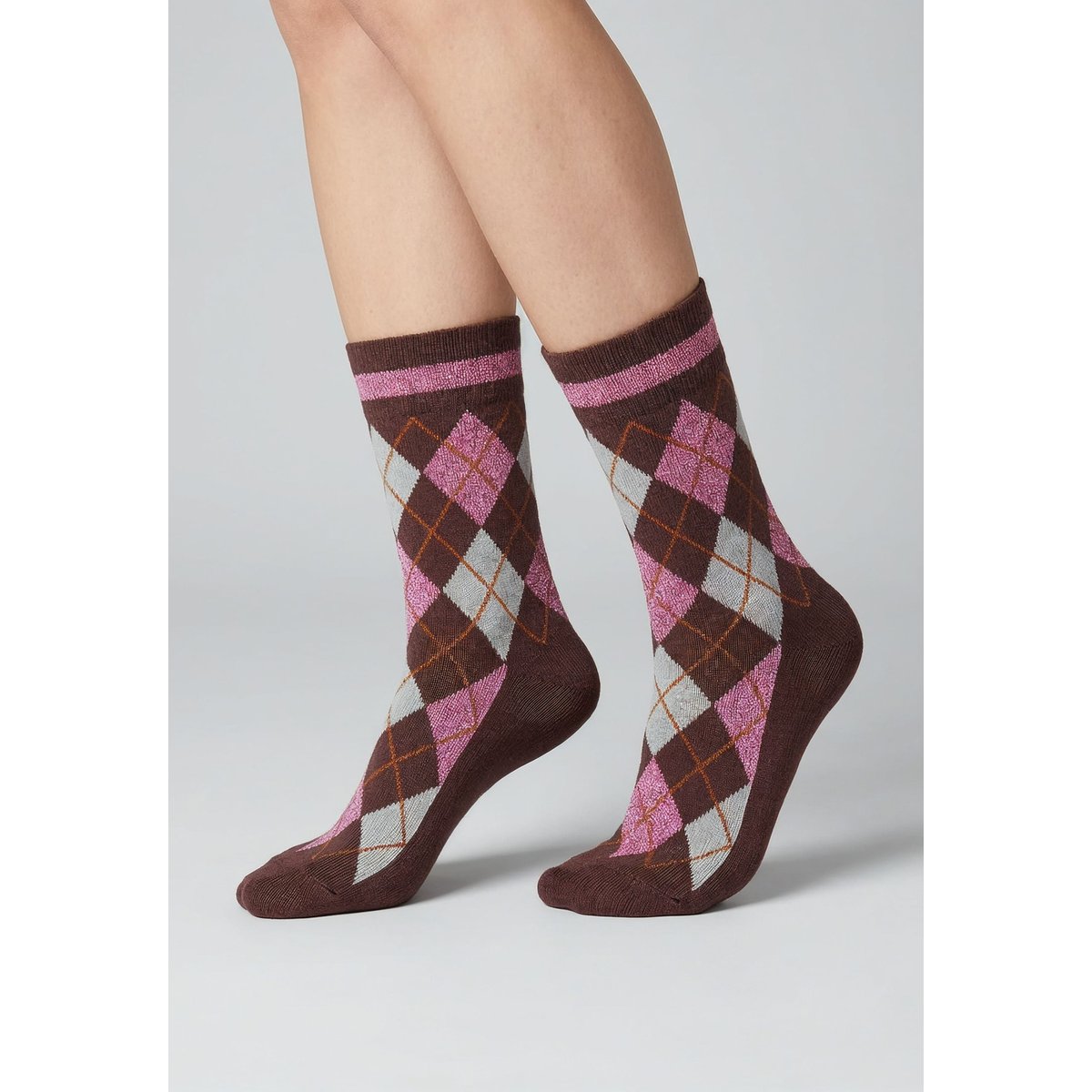 Chaussettes femme motif losanges DIAMOND rose, DEELUXE