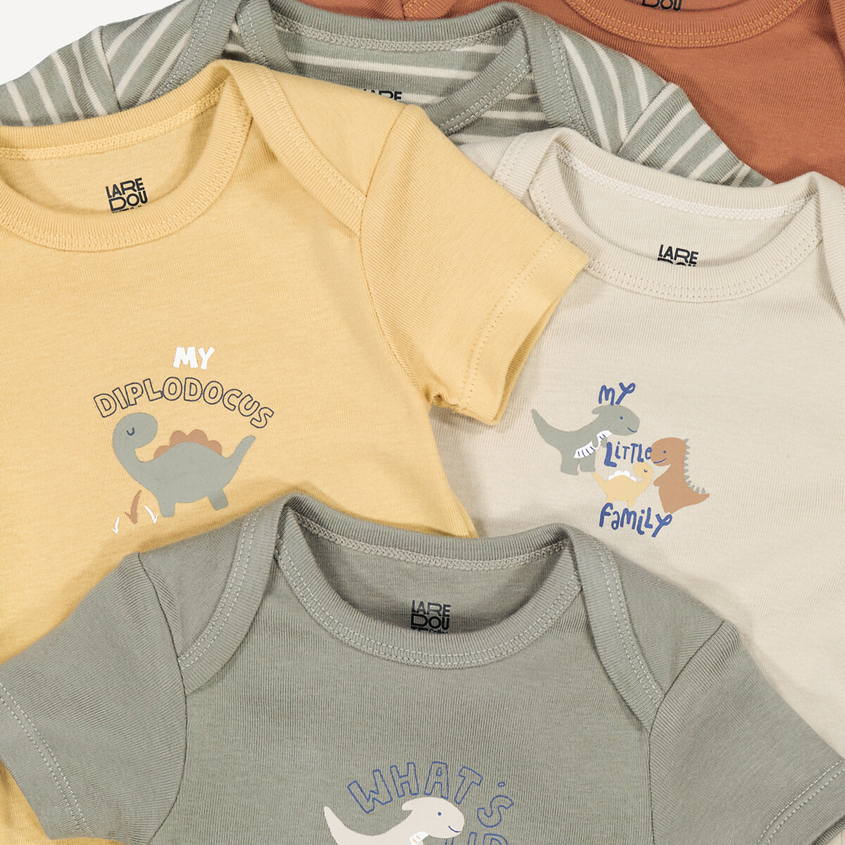 Pack of 5 Bodysuits with Short Sleeves assorted, LA REDOUTE COLLECTIONS