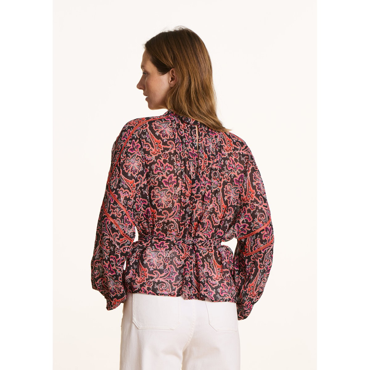 Blouse manches longues à imprimé floral noir / multicolor, LA FEE MARABOUTEE
