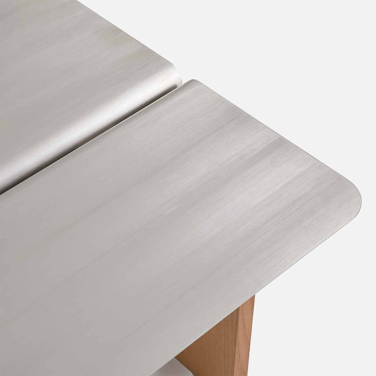 Mesa de centro rectangular, de acero cepillado y chapa de roble, FOLT roble/metal cepillado, LA REDOUTE INTERIEURS