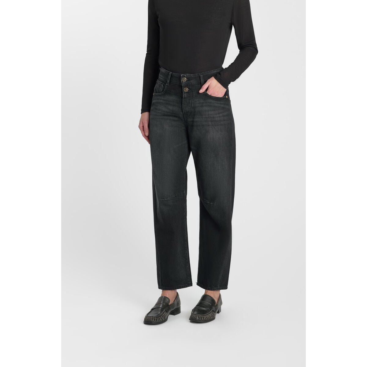 Jeans loose, large balloon , longueur 34 black / black, LE TEMPS DES CERISES