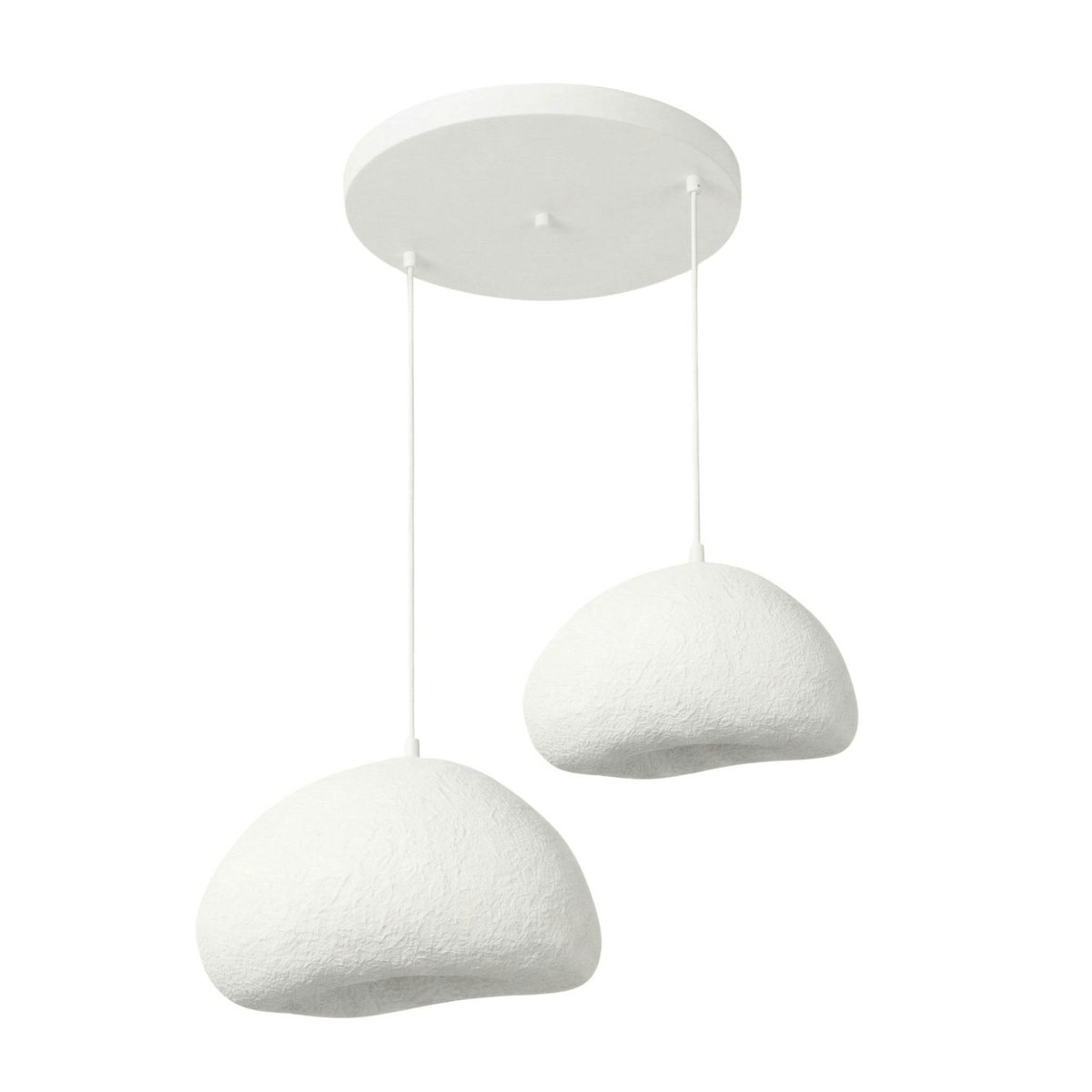 Suspension blanche design 2 abat-jour organiques 89 cm NOXIS blanc, PIER IMPORT
