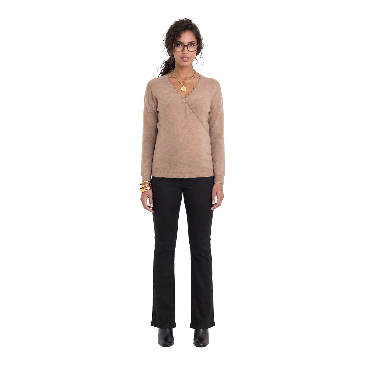 Pull devant/dos grossesse et allaitement beige, VERTBAUDET