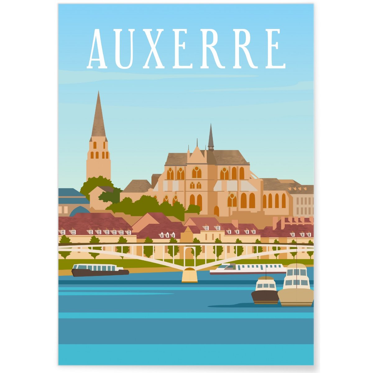 Affiche ville Auxerre blanc, L'AFFICHERIE