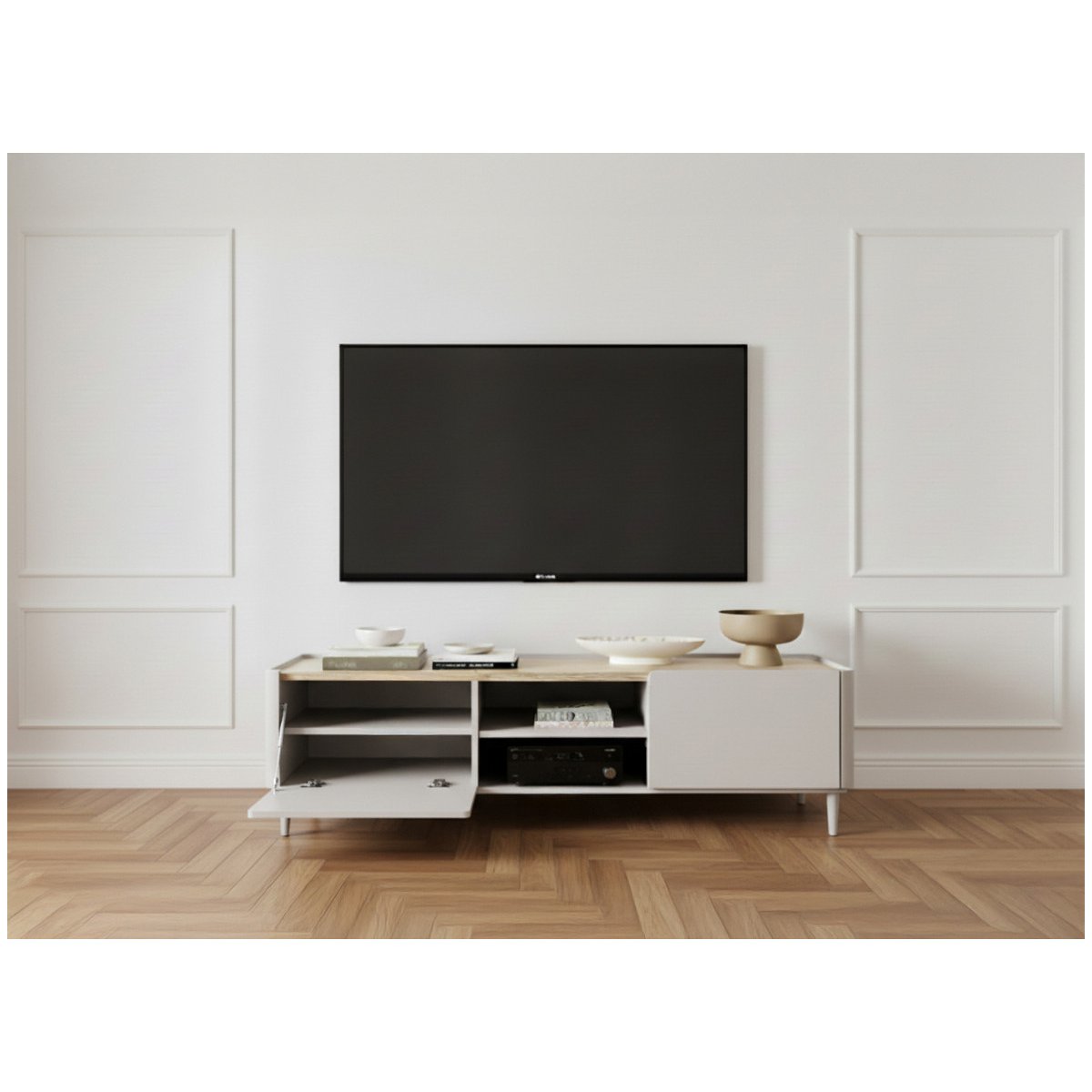 Meuble TV 170 cm , ANYRA beige, BOBOCHIC