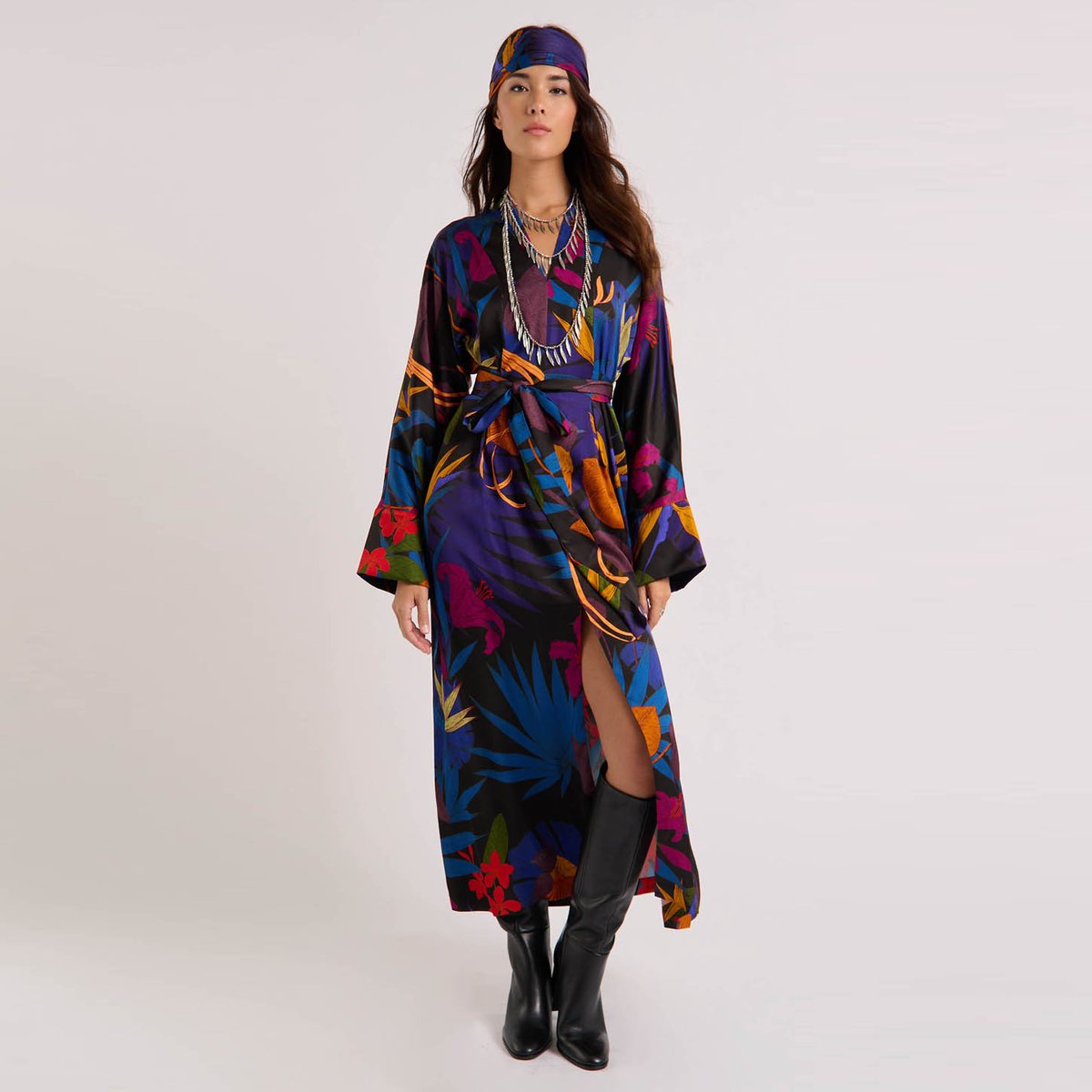 Robe longue à nouer JOLINE noir, WILD