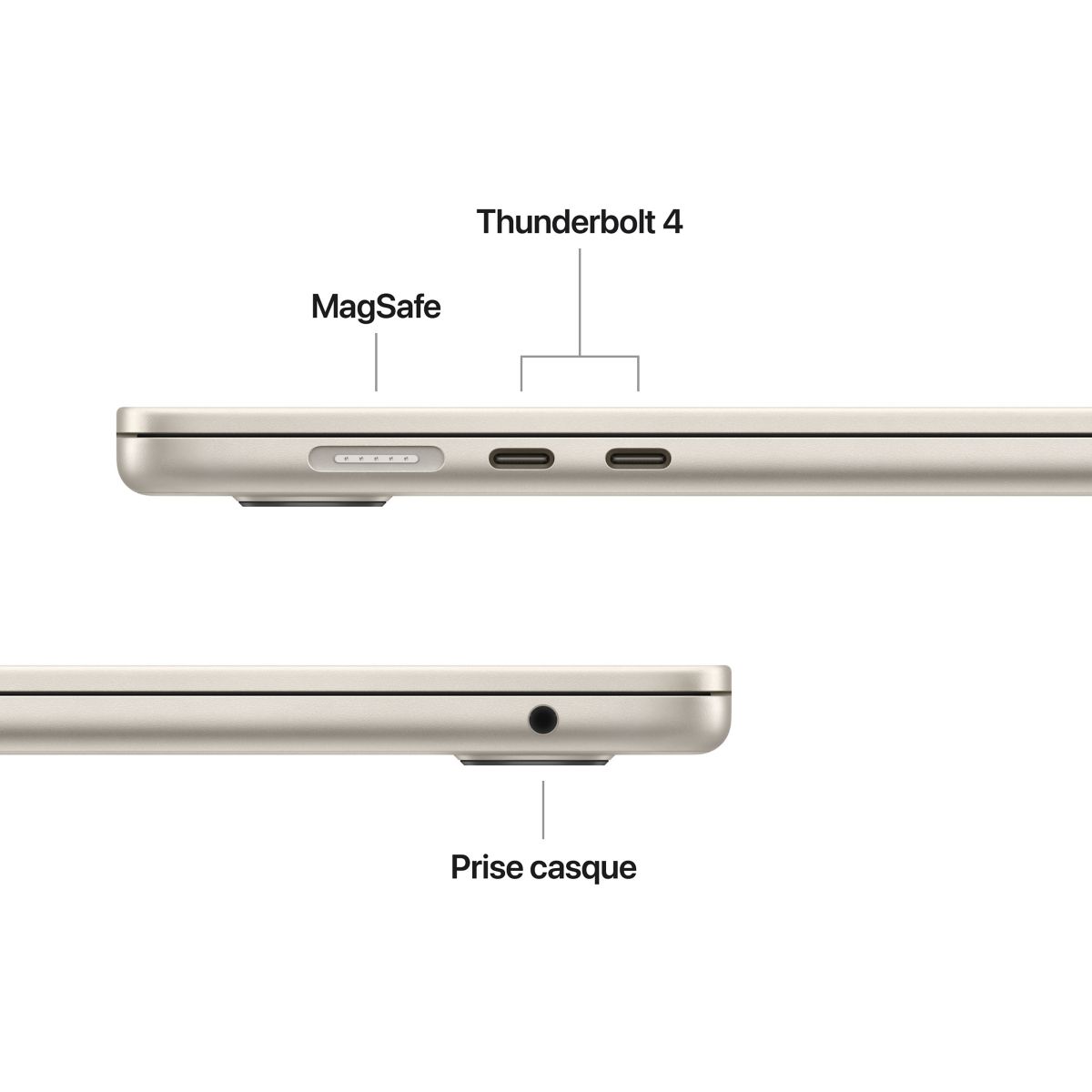 Ordinateur Apple Air 15" Puce M5 CPU 10 / GPU 10 coeurs Mémoire RAM 16Go Stockage 512Go SSD Lumière stellaire couleur unique, APPLE