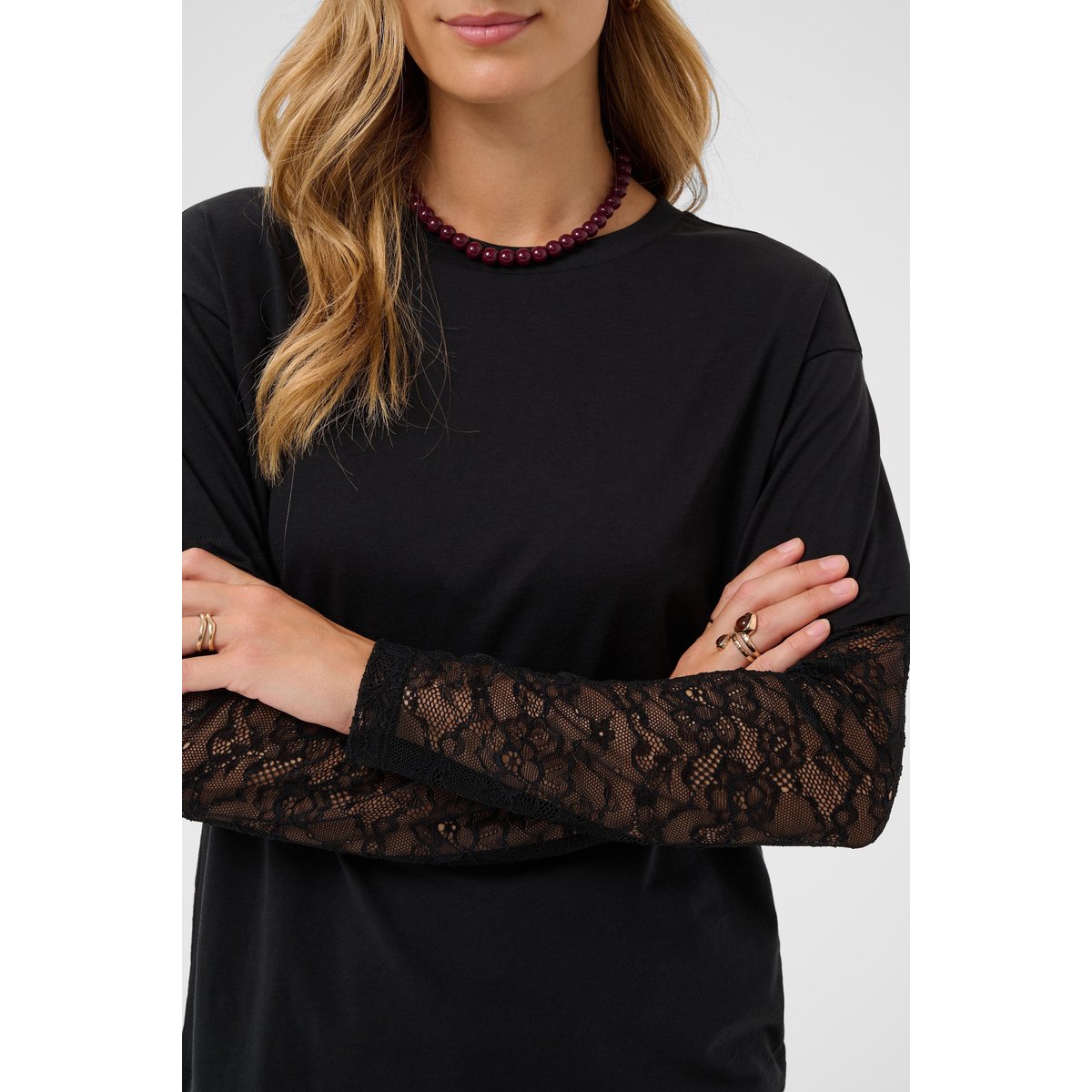 T-shirt à manches longues noir pitch black, CREAM