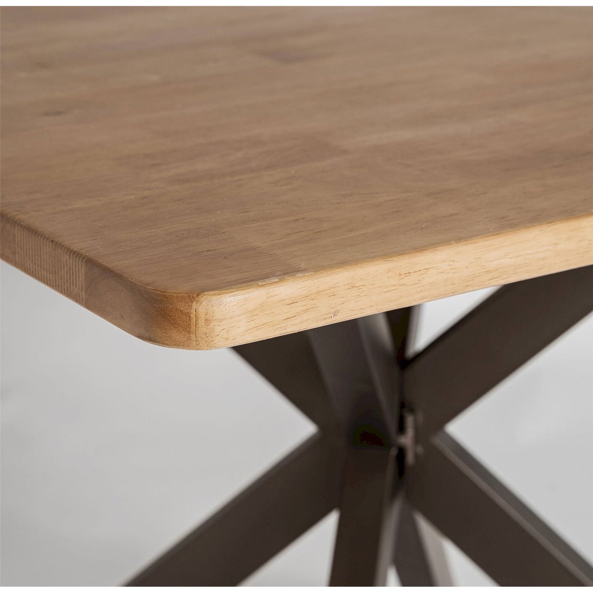 Table à manger style industriel en fer forgé noir fer et bois brun chaleureux, RECOLLECTION