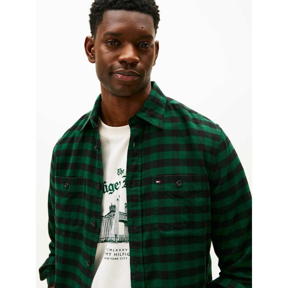Chemise manches longues Buffalo vert, TOMMY HILFIGER