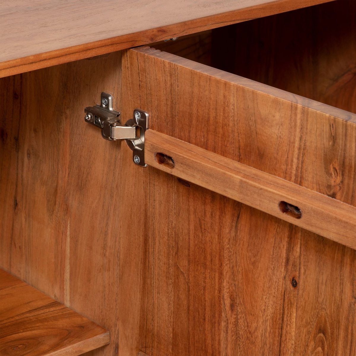 Buffet 3 portes en bois massif NANDA marron, ATMOSPHERA