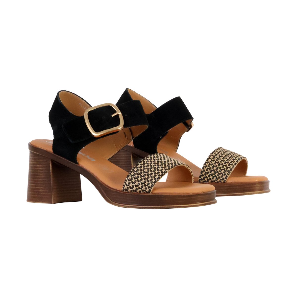 Sandales à Talon Cuir Alenoa noir, THE DIVINE FACTORY