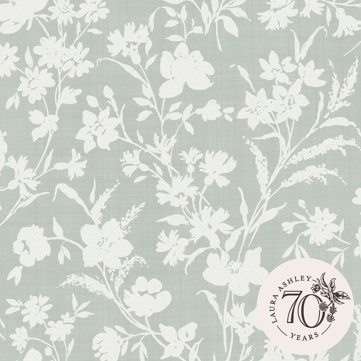 Papier peint Fleurs Rye Sage vert sauge, LAURA ASHLEY