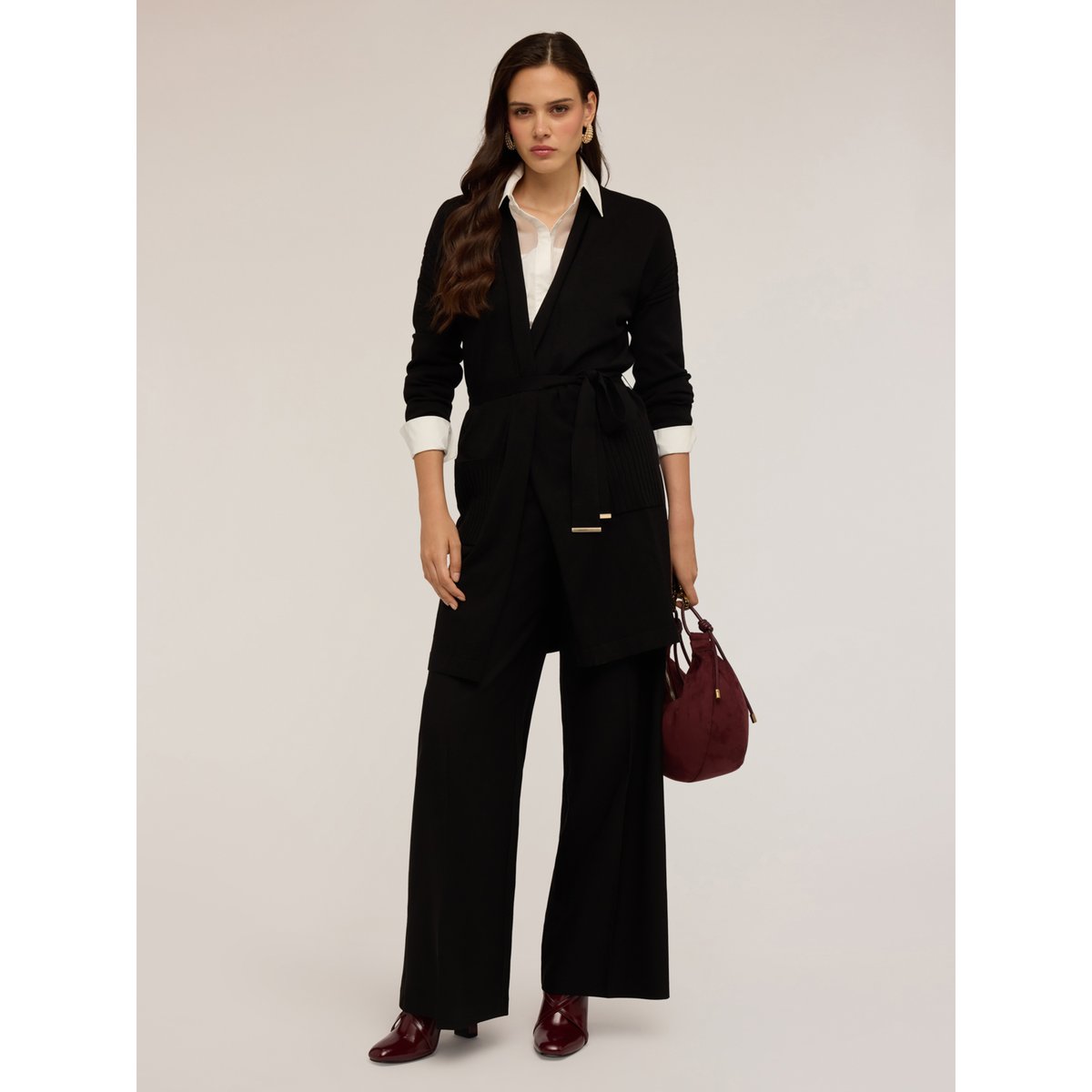 Cardigan long avec ceinture noir, MOTIVI