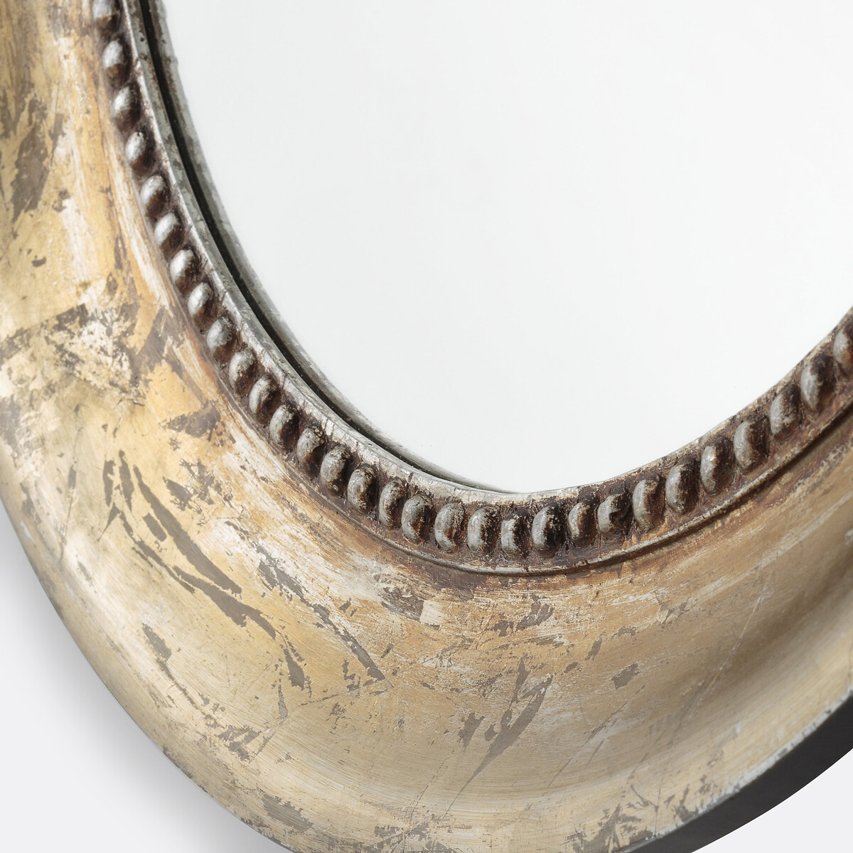 Miroir rond en manguier massif, diamètre 60 cm, AFSAN doré vieilli, LA REDOUTE INTERIEURS