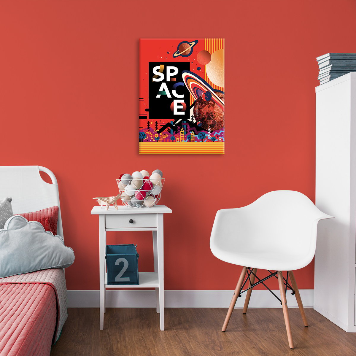 Toile imprimée Les planètes de l'espace rouge, noir, jaune, ART FOR THE HOME