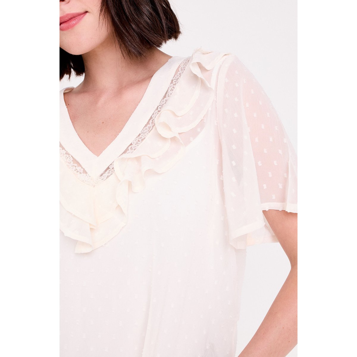 Blouse manches courtes ecru, CACHE CACHE