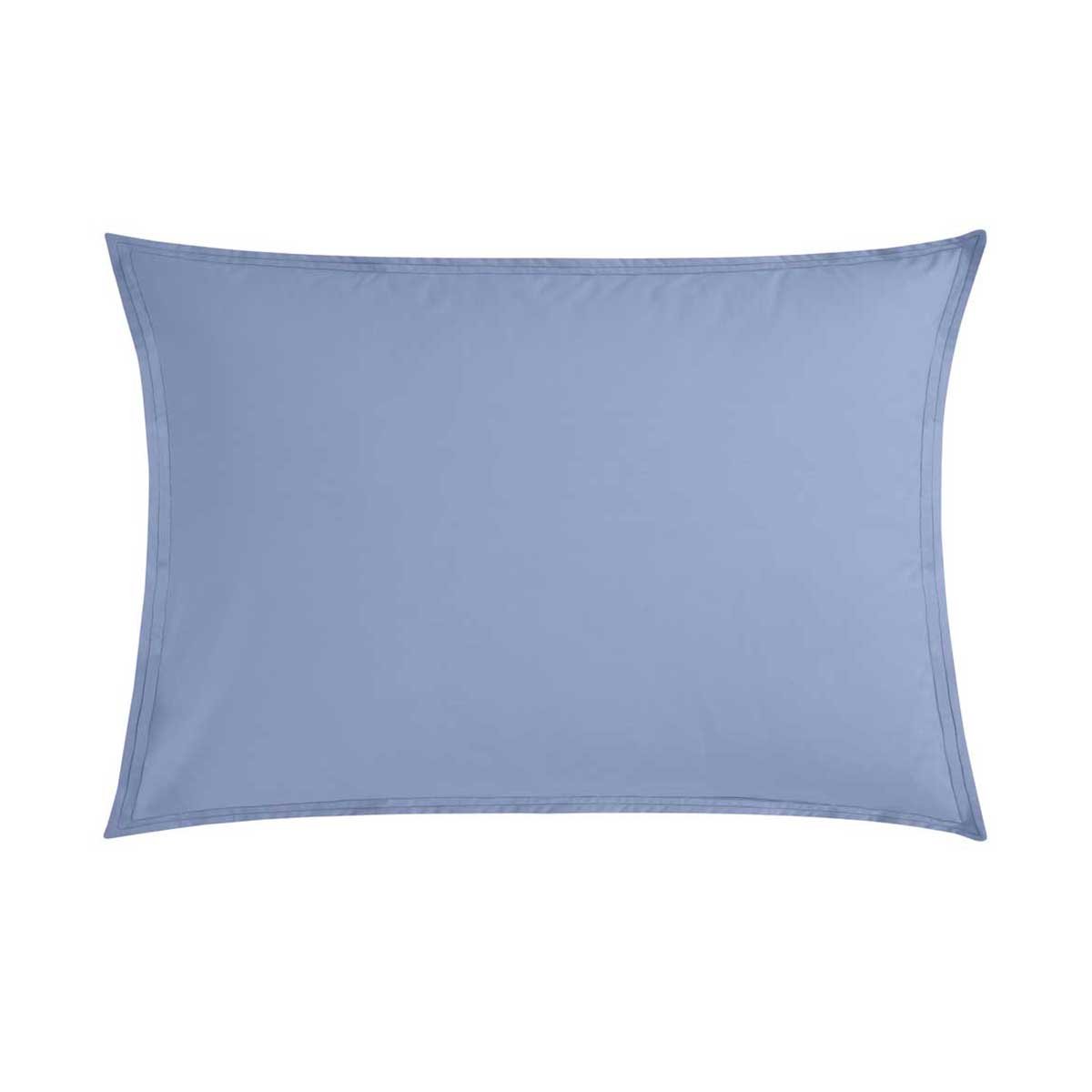 Taie d'oreiller bicolore en percale de coton, RENDEZ-VOUS OLYMPE bleu, ESSIX