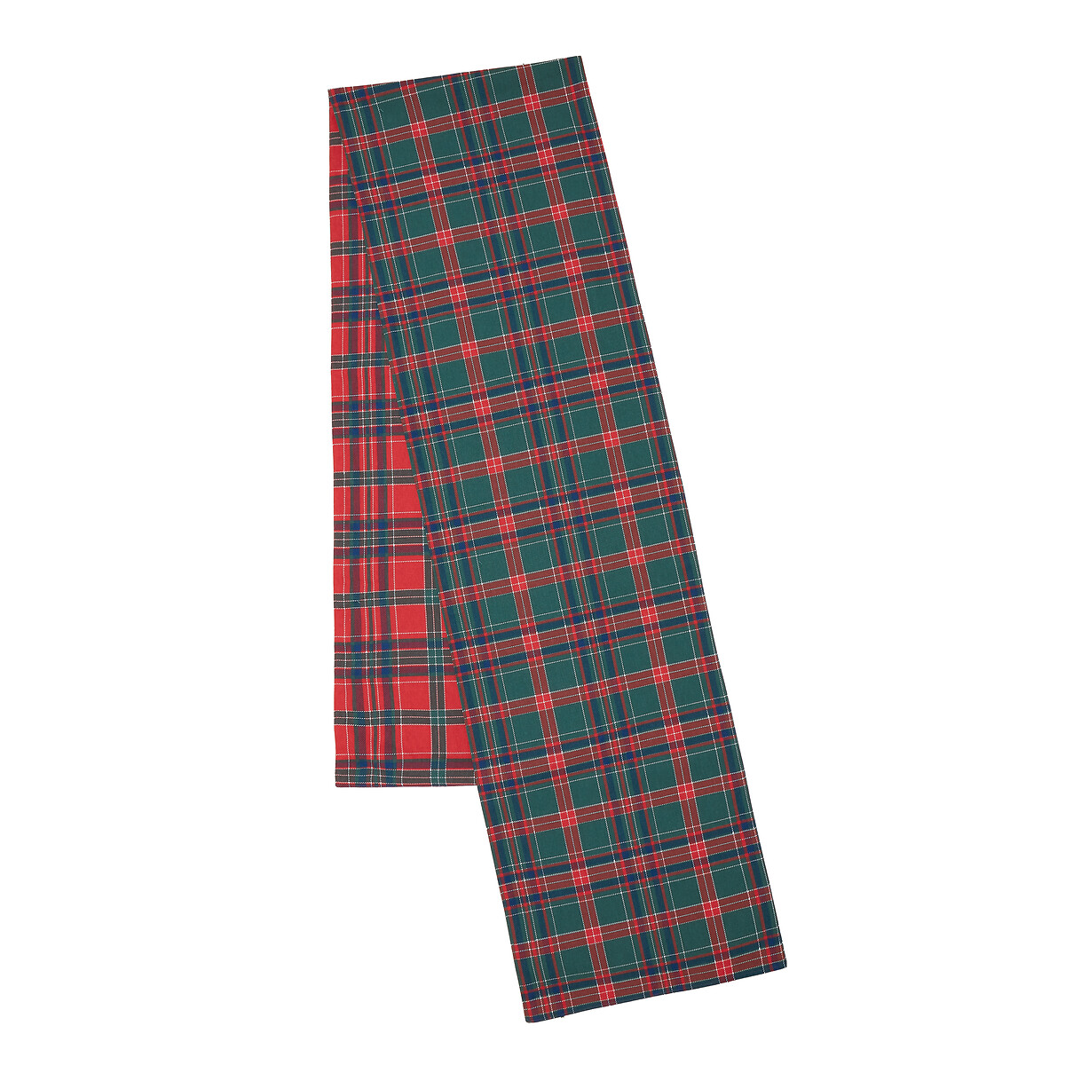 Tartan Check Christmas Cotton Reversible Dining Table Runner red/green, CATHERINE LANSFIELD
