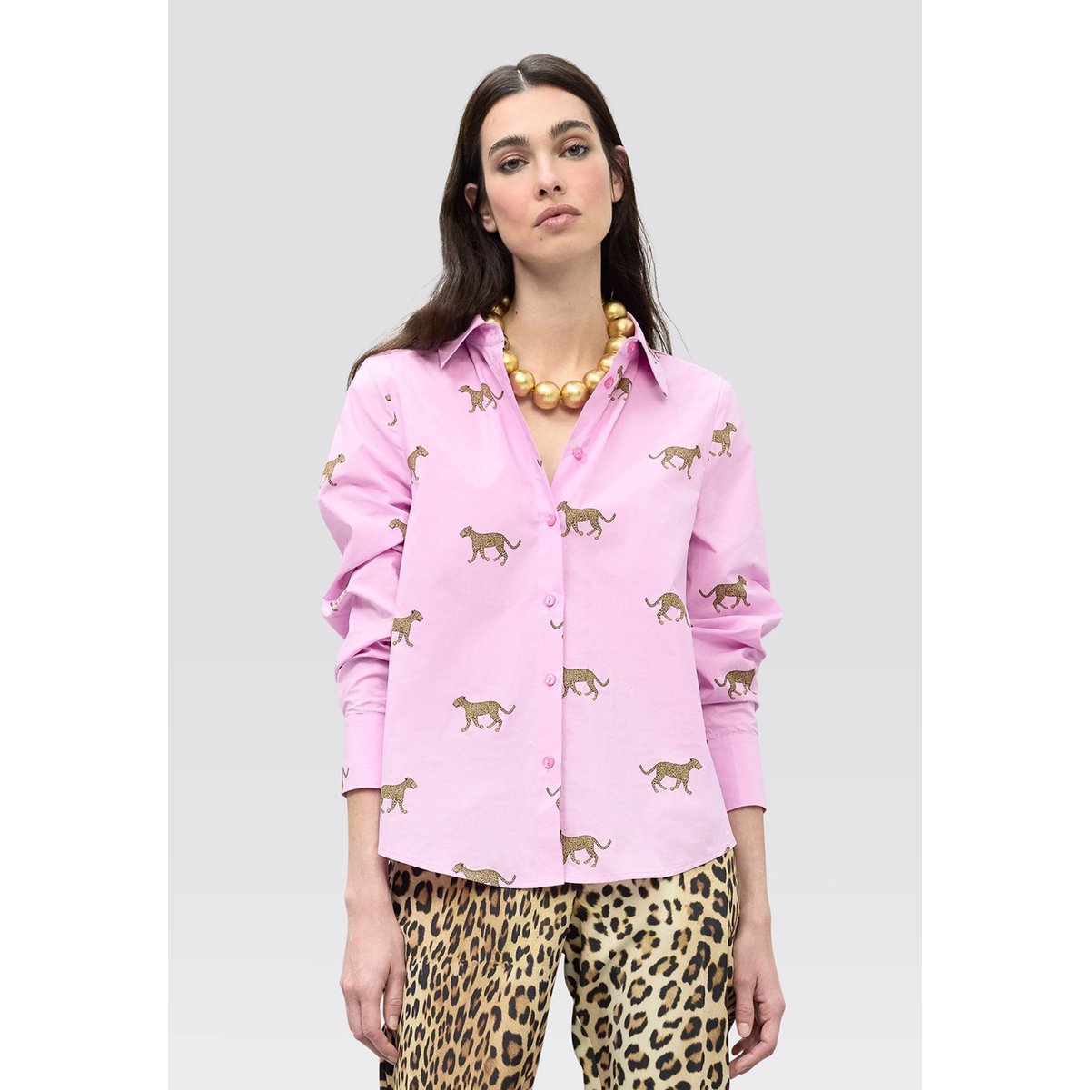 Blouse ample à imprimé animal rose pâle, LOLA CASADEMUNT