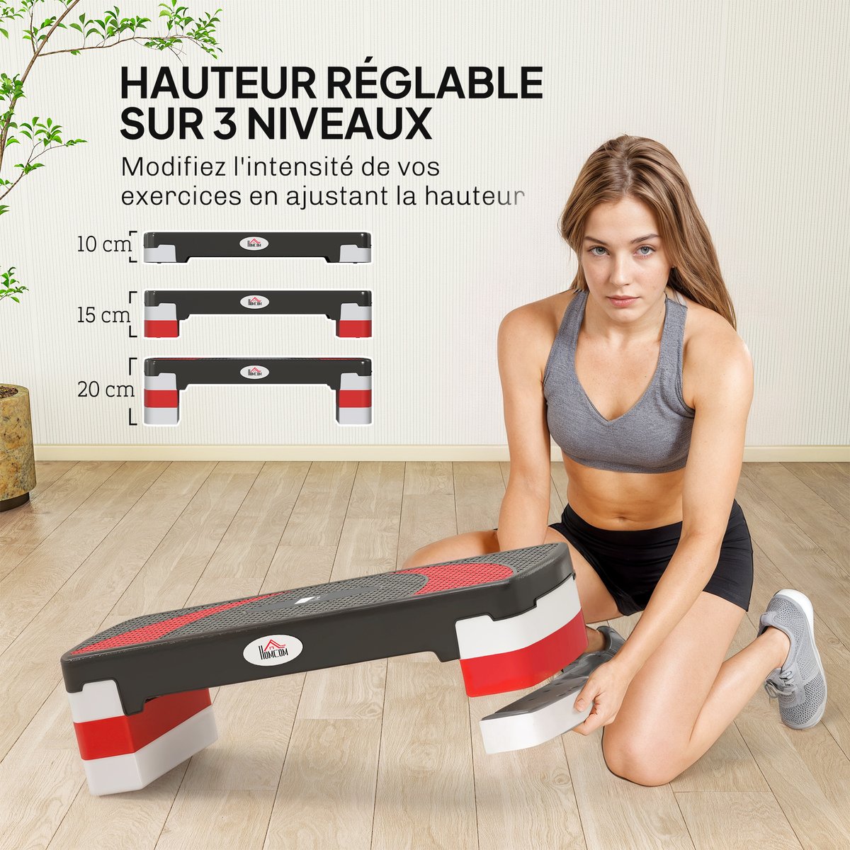 Stepper pour exercices d'aérobie noir, HOMCOM