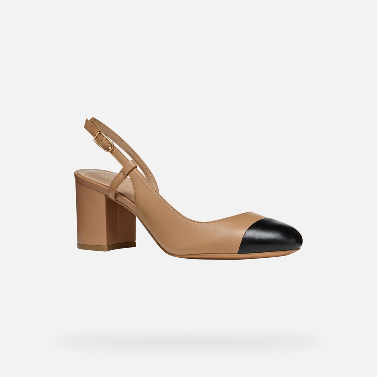 Escarpins Slinback en cuir Virnilisa 65 beige/noir, GEOX