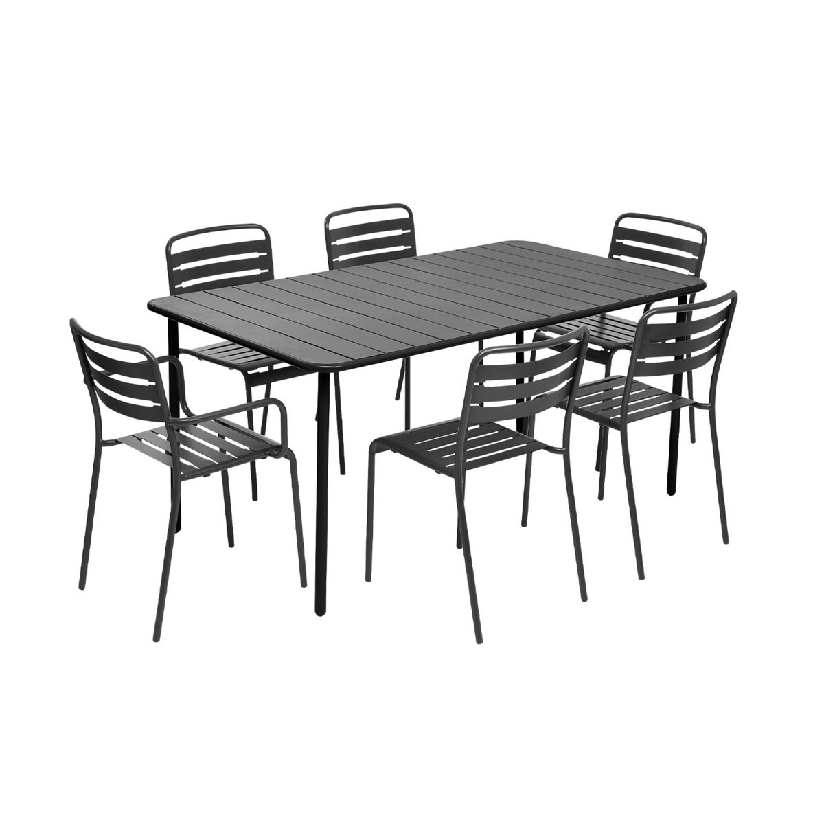 Table de jardin métal + 6 assises AMELIA anthracite, SWEEEK