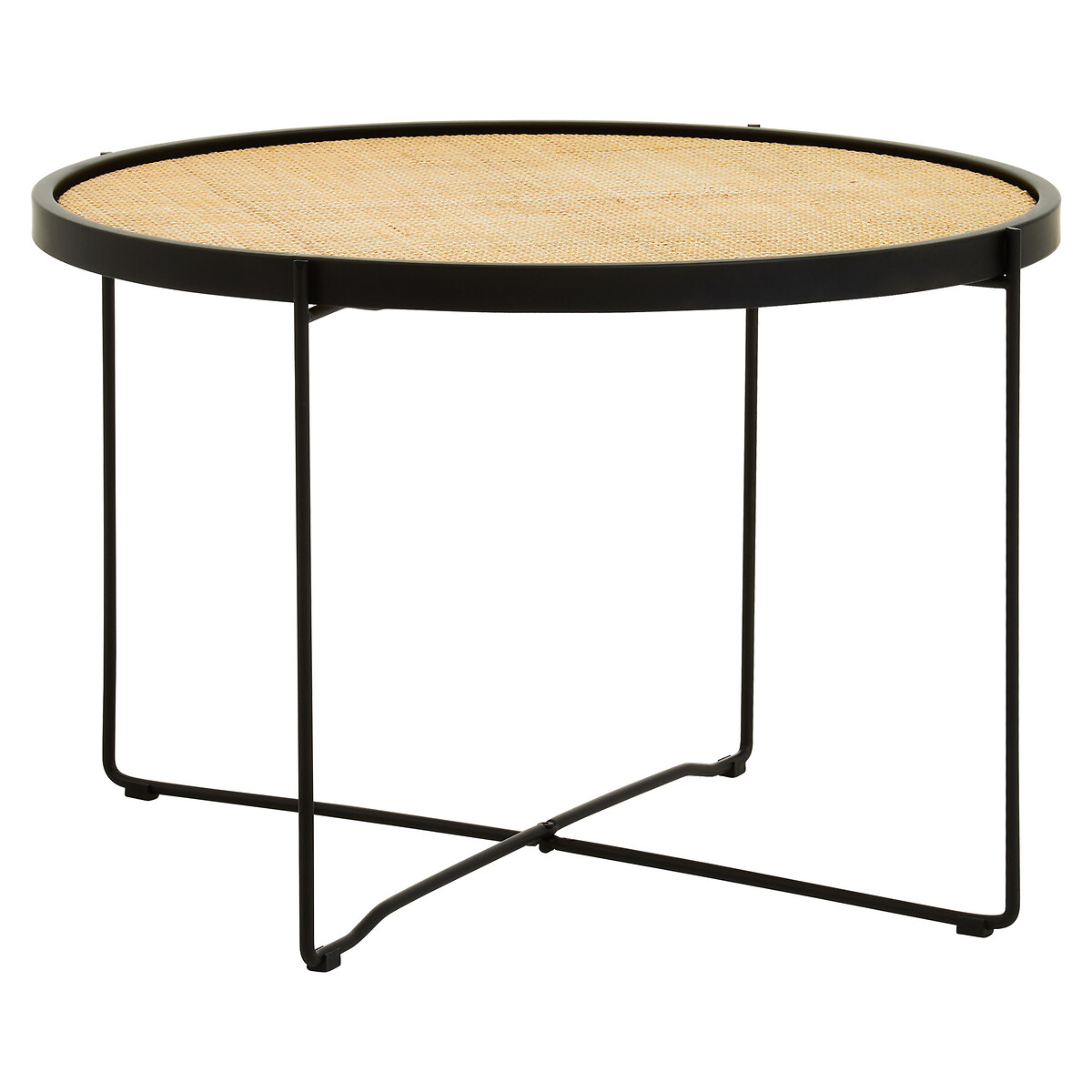 Ranji Round Rattan and Metal Coffee Table black, SO'HOME