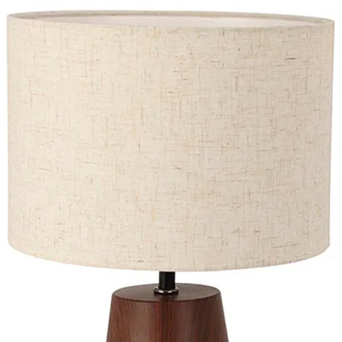 Lampe à poser conique céramique effet bois et abat-jour beige 23x23x26cm bois, WADIGA